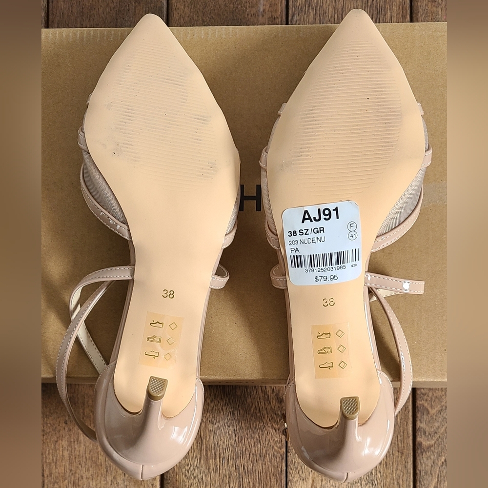 le chateau Nude Patent Pointed-Toe Strappy Ankle Pumps - Picture 6 of 16